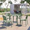 DEGHI Set pranzo da giardino con tavolo 80x80 cm e 4 sedie in polipropilene verde salvia - Qalis