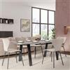 DEGHI Tavolo da pranzo 200x100 cm top grigio effetto pietra 38 mm e gambe in metallo nero - Juls