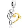 FGT Charm con note musicali di alto basso, compatibile con braccialetti Pandora, idea regalo per donne, ragazze, sorelle, fidanzate, mogli, cugini, nipote, Zirconia cubica, Nessuna pietra preziosa