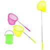 JZK 2X Set Piccole reti per Pesci e secchielli per Bambini, Rete Pesca Estensibile Manico Lungo con Manico telescopico per laghetto e Piscina rocciosa, Rete Bambini per catturare Insetti/Farfalle