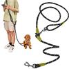 Axroad Mall Guinzaglio a Mani Libere per Cani - Corsa, Camminata, Allenamento - Corda Doppia 1,2 cm in Nylon Riflettente Resistente - per Cani di Piccola, Media e Grande Taglia - Nero