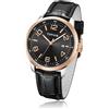 BIEWO TOPHILL - Orologio analogico da uomo, al quarzo, impermeabile, semplice, con quadrante grande, per affari, casual, alla moda, in pelle, elegante regalo per uomo, Nero/Oro, Cinturino