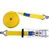 PETEX 43193419 - Cinghia a cricchetto, lunghezza 8 m, larghezza 50 mm, 2500/5000 Dan, gancio a doppia punta, cricchetto da 35 cm, 2 pezzi, colore: giallo