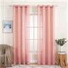 MIULEE Tende Lino Trasparenti Rosa con Occhielli, 2 Pannelli 140L x 280A cm - Tende Soggiorno & Camera da Letto Filtranti Luce per Interni