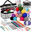 Coopay Set di uncinetti per principianti, 71 pezzi con borsa e lana, set di uncinetto premium con accessori per maglieria e filato, uncinetto completo per principianti, argento