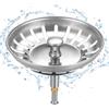 HUAERSICO Filtro lavello cucina 82 mm - Tappo lavello cucina Acciaio Inox - Tappo lavandino cucina con Funzionamento Eccentrico e Altezza regolabile (2 Guarnizione in gomma）