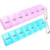 REEKNOKOL Portapillole da 2 pezzi, portapillole portatile da viaggio, organizer per tablet da 7 giorni con scomparti per farmaci, integratori, vitamine e olio di fegato di merluzzo (rosa e blu)