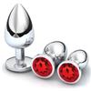 Claglamatree 3 Pezzi Plug Anale Metallo,Giocattoli Anali Argento,Anal Butt Plug con diamante di cristallo, Anal Sesso Giocattoli,Per Uomo, Donna,Principiante (Grande rosso)