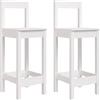 vidaXL Sedie da Bar 2 pz Bianche 40x41,5x112 cm Legno Massello di Pino