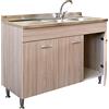 Yellowshop | Mobile cucina sottolavello a 3 ante cm 120x50 colore Olmo completo di lavello inox serie Basic (Versione Sx)