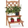 Relaxdays Portavasi a Scala, Scaffale 89 x 51 x 40cm, in Legno d'Abete, 2 Gradini Portafiori, Espositore Marrone Chiaro