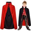 Winwild Vampire Cape con collare- Nero Rosso Double Sided, Halloween Cape Vampire Costume Bambini per Carnevale Halloween Cosplay Costume(120cm)