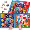 QUOKKA Puzzle Magnetico 3 4 Anni - 2x48 Pezzi Puzzle Bambini 5 6 Anni - Giochi da Viaggio per Ragazze e Ragazzi - Libro Magnetico Dino et Espace - Intrattenere Bambini In Aereo - Educativo Regalo