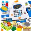 HERSITY Grande Registratore di Cassa Bambini con Scanner Microfono, Supermercato Giocattolo Cibo Finto Giochi di Imitazione, Regalo Compleanno per Bambina 3 4 5 Anni