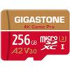 Gigastone Scheda di Memoria Micro SDXC da 256 GB, 4K Game Pro Serie, A2 U3 UHS-1 V30, Velocità Fino a 100/60 MB/s. (R/W). Specialmente per Fotocamere Videocamera Nintendo Switch, con Adattatore SD