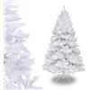 Ansobea - Albero di Natale artificiale, 180 cm, in plastica, con 650 punte, pieghevole, resistente al fuoco, in metallo, con robusto supporto per albero di Natale, colore bianco