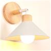 iDEGU Lampada da Parete Interno 22cm Applique da Parete in Legno e Metallo Retrò Lampadario Plafoniera Regolabile Illuminazione da Parete Moderna per Camera da Letto, Soggiorno, Bagno, Caffè (Bianco)