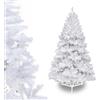 Ansobea - Albero di Natale artificiale, 120 cm, in plastica, 200 punte, pieghevole, resistente al fuoco, incluso un robusto supporto per albero di Natale, colore bianco