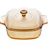 VISIONS Pyroceram-Casseruola Quadrata con Coperchio in Vetro, Marrone, 3 l