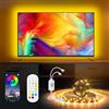 ETRLNXY Retroilluminazione LED TV, 4 Metro RGB Striscia di Luci LED per TV da 55-70 pollice, Strisce luminose Sincronizzazione Musicale, Controllo da APP e Telecomando, 16 Milioni Colori per TV PC Sala giochi