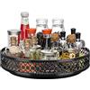 JANE EYRE Girevole Portaspezie Organizer Lazy Susan - 360° Rotanti vassoio in Metallo Portaoggetti Organizzatore floreale 28cm per Dispensa Cucina Mobile Piano di Bagno Frigorifero Tavolo, Nero