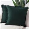 Madizz 2 Pezzi Federe Corto Pelle Scamosciata Copricuscini Morbido Decorativo Fodere per Cuscino Lusso Stile per Divano Camera da Letto Verde Scuro Quadrate 55x55 cm