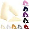 BuzzBuy Federa per cuscino a forma di V, 100% policotone, supporto ortopedico per schiena e collo, per gravidanza/allattamento a V, chiusura a busta (crema)