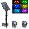 NATPOW Illuminazione solare per laghetto RGB, IP68, impermeabile, luce subacquea, luce solare che cambia colore, illuminazione subacquea, per terrazzo, decorazione, giardino (2 in 1)