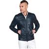 D'Arienzo Giacca Pelle Traforata Blu Uomo Giubbino Biker Vera Pelle Made in Italy Ted 44/Blu
