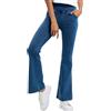 Onsoyours Jeans a Zampa d'Elefante Donna Flare Leggins a Campana Slim Fit Jeggings Yoga Pantaloni a Vita Alta Elasticizzati Sexy Casual con Bottoni B Blu XL