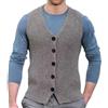 WESBR Gilet Uomo Casual In Tinta Unita Gilet Basic Uomo Elasticizzato Gilet Uomo Con Scollo A V Gilet Gilet Con Bottoni Uomo A-Grey 3XL