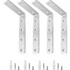 QWORK Staffe per Mensole , Staffe Angolari a 90 gradi in acciaio inossidabile, 150x100x4mm, con viti di fissaggio, 4 pezzi