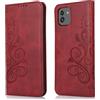 MOONESS Cover per Samsung Galaxy A03 (Non per A03s),Flip Custodia a Libro in Pelle PU Premium Goffratura Portafoglio Case per Samsung Galaxy A03 - Rosso