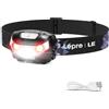 Lepro Torcia Frontale LED USB Ricaricabile, Torcia da Testa con Luce Rossa, Impermeabile IPX4, 5 Modalità di Illuminazione, Lampada Frontale per Jogging/Corsa/Passeggiata/Pesca/Campeggio
