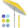 Grandekor ombrellone 200cm antivento ombrellone da spiaggia ombrellone da giardino, ombrellone da patio con presa a terra e palo girevole e copertura protettiva, Giallo rotondo protezione UV50+