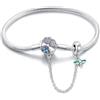 LNQOBU Bracciale in Argento con maglia Snake e chiusura a cuore Compatibile con Pandora Europei Charms da Donna