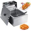 Wakects Friggitrice Elettrica Professionale 6L, 2500W, Friggitrice ad Olio in Acciaio Inox, con Cestello, Regolatore di Temperatura, per Catering, Patatine Fritte, Pollo