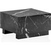 WOHNLING MONOBLOC - Tavolino da salotto quadrato, 60 x 60 x 35 cm, colore nero lucido, effetto marmo, a forma di cubo