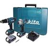 Makita DK18015 18V 3x1.5 Ah set con trapano HP457D avvitatore impulsi TD127D