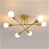 Niuniaj Lampadario Industriale Soggiorno, 6 Luci Plafoniera Sputnik Vintage, E27 Lampada da Soffitto Oro per Camera da Letto Cucina (Senza Lampadina)