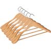 ABHENG Appendiabiti in legno, set di 6 rucce per Completi, gancio girevole di 360°, per giacche, camicie, abiti, cappotti, 44 x 5,5 x 23 cm (L x B x H), Naturale AWY0406N