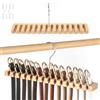 Raxfekro Supporto per cintura in legno, per cintura con 14 scomparti, adatto per cinture e cravatte, consente di risparmiare spazio nell'armadio (38 x 6 x 1,8 cm)