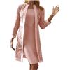 Generico Set di Abito a Vita Alta e Cardigan, Traspirante da Donna Vestito a Tubino Con Cardigan Banchetto Cerimonia Elegante Estivo Corto per la Primavera e L'Estate Confortevole 2024