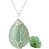 HALUKAKAH Cristalli Pietre Curative Donna Collana Naturale Giada naturale Ottone Placcato in Platino Filo Fatto a mano Albero della Vita Sinuoso Forma di Goccia d'acqua 3×4cm Ciondolo con Catena 50cm