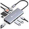 NOVOO Hub USB-C 8-in-1,Multiporta Hub con HDMI 4K@60Hz, Ethernet Gigabit, 3×USB-A 3.0, PD 100W - per Steam Deck/PC/MacBook