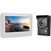 Jiawu Campanello Videocitofono, Kit Videocitofono Monitor LCD 7 Pollici, Monitoraggio Supporto, Impermeabile, Visione Notturna a Infrarossi, Citofono Bidirezionale per Villa House Office(Spina UE)