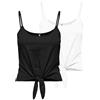 ONLY Onlmay Life S/L Short Knot Top Box 2pack, Nero/Confezione: Bianco, XS Donna