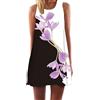 Ocean Plus Donna Girocollo Camicia Abito Senza Maniche Vintage Boho Beach Dress Abito Estivo Vestito da Spiaggia Corto con Scollo Tondo (L (EU 38-40), Fiori Viola)