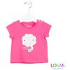 Losan - T-Shirt Bimba Baby Stampata Rosa 9-12m
