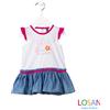 Losan - Vestito Combinato Smanicato Fucsia e Jeans 18-24m